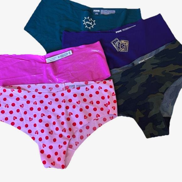 Victoria's Secret Seamless Panties Lingerie Lot of 5 Sexy large pink Cheeky Y2K - Picture 1 of 14